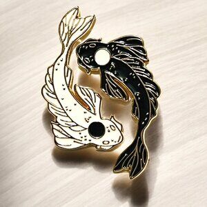 Koi White and Black Yin Yang Enamel Pin Lapel Pin